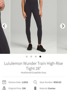 lululemon athletica Wunder Train High-Rise Tight 28" - Heathered Graphite Grey